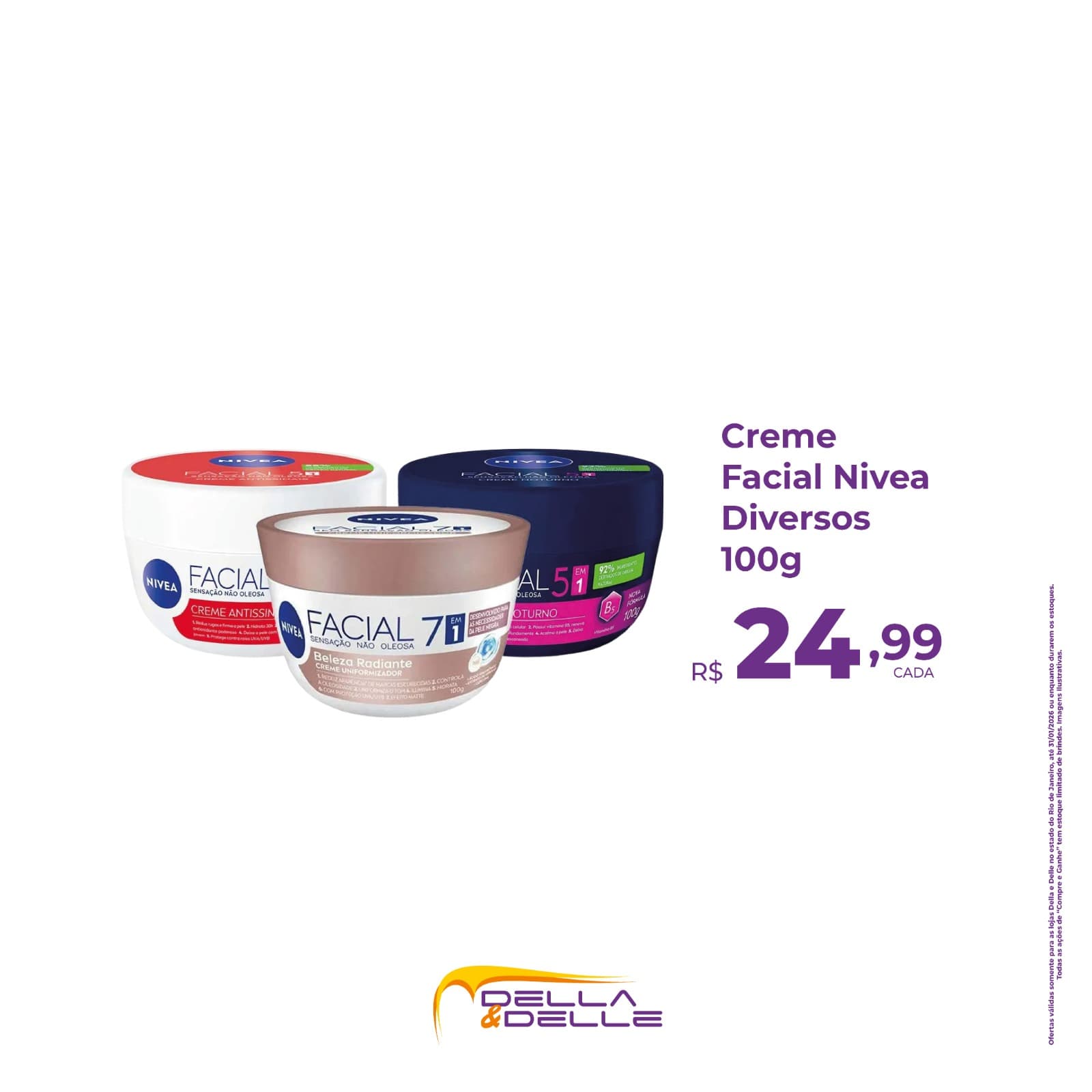 Creme Facial Nivea diversos 100g 